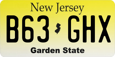 NJ license plate B63GHX