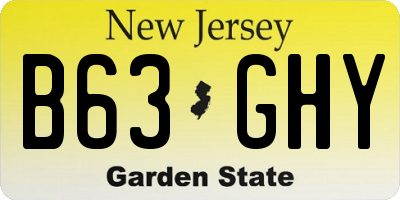 NJ license plate B63GHY