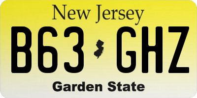 NJ license plate B63GHZ