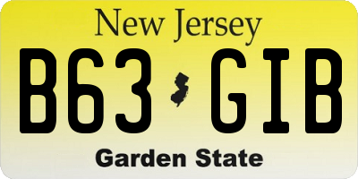 NJ license plate B63GIB
