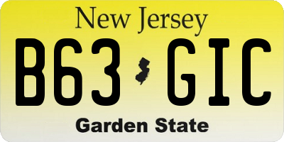 NJ license plate B63GIC