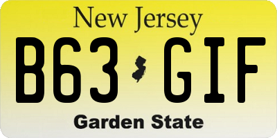 NJ license plate B63GIF
