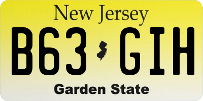 NJ license plate B63GIH