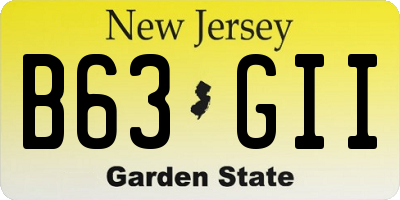NJ license plate B63GII