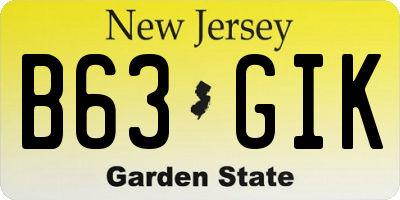 NJ license plate B63GIK