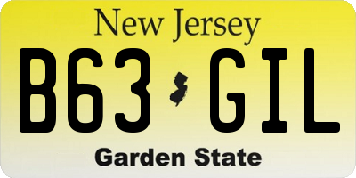 NJ license plate B63GIL