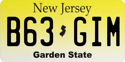 NJ license plate B63GIM