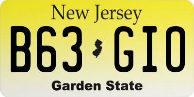 NJ license plate B63GIO
