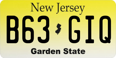 NJ license plate B63GIQ