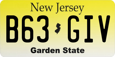 NJ license plate B63GIV