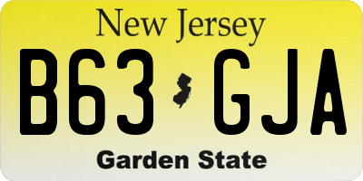 NJ license plate B63GJA