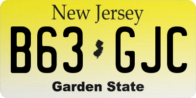 NJ license plate B63GJC