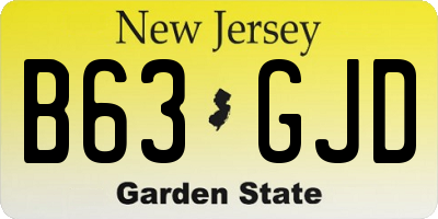 NJ license plate B63GJD