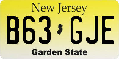 NJ license plate B63GJE