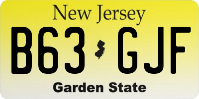 NJ license plate B63GJF