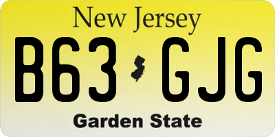 NJ license plate B63GJG