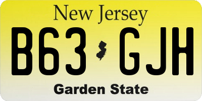 NJ license plate B63GJH