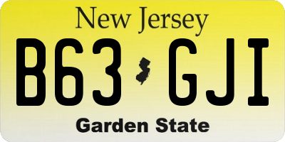 NJ license plate B63GJI