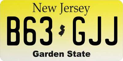 NJ license plate B63GJJ