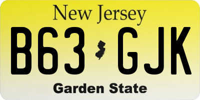 NJ license plate B63GJK