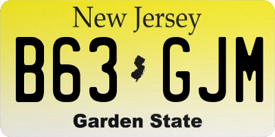 NJ license plate B63GJM