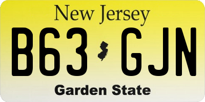 NJ license plate B63GJN