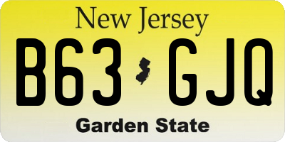 NJ license plate B63GJQ