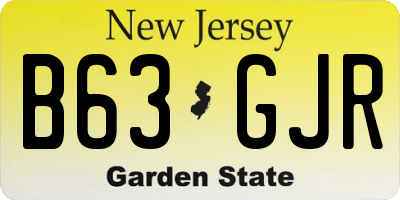 NJ license plate B63GJR