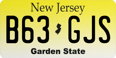 NJ license plate B63GJS