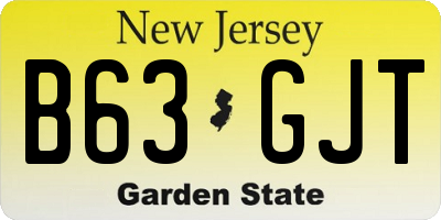 NJ license plate B63GJT