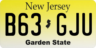 NJ license plate B63GJU