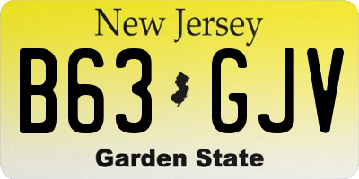 NJ license plate B63GJV