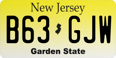 NJ license plate B63GJW