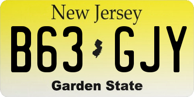 NJ license plate B63GJY