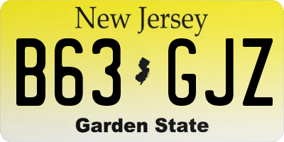 NJ license plate B63GJZ
