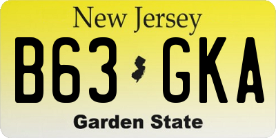 NJ license plate B63GKA