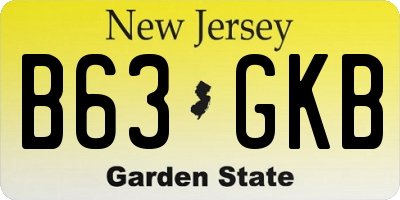 NJ license plate B63GKB