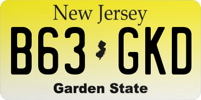 NJ license plate B63GKD
