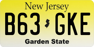 NJ license plate B63GKE