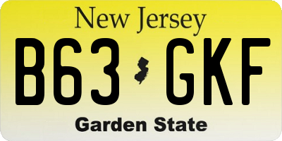 NJ license plate B63GKF
