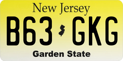 NJ license plate B63GKG