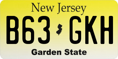 NJ license plate B63GKH