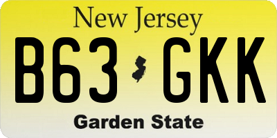 NJ license plate B63GKK