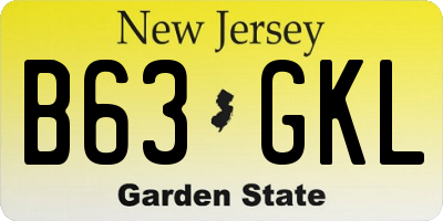 NJ license plate B63GKL