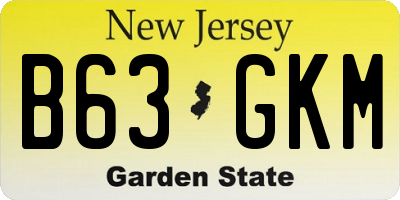 NJ license plate B63GKM