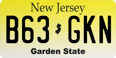 NJ license plate B63GKN