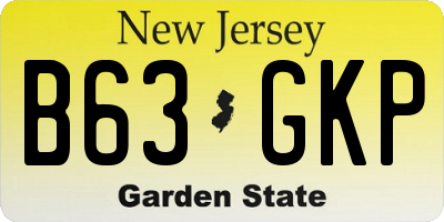 NJ license plate B63GKP