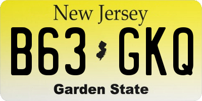 NJ license plate B63GKQ