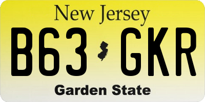 NJ license plate B63GKR