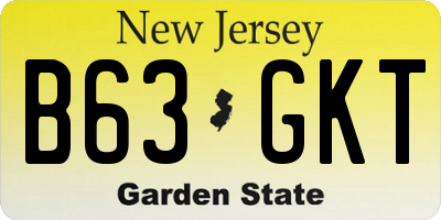 NJ license plate B63GKT